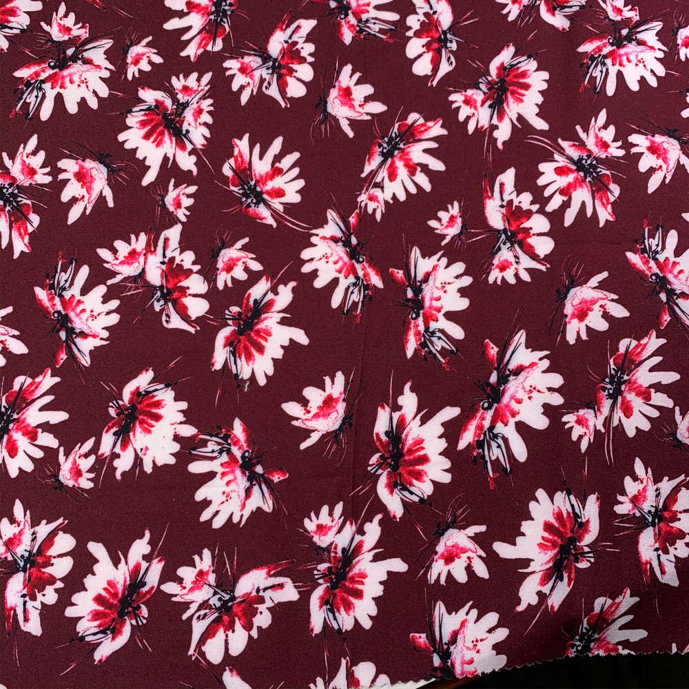 Pink Flowers Printed Viscose Fabric - Pink / Multi VS0005