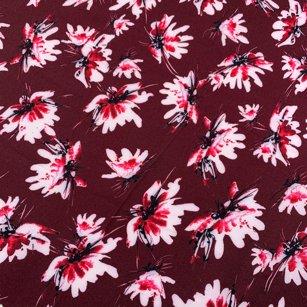 Pink Flowers Printed Viscose Fabric - Pink / Multi VS0005