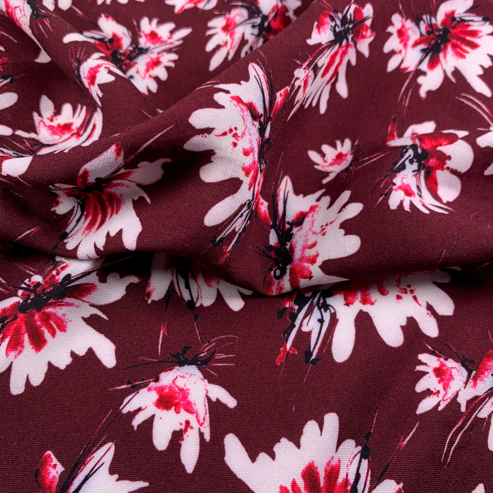 Pink Flowers Printed Viscose Fabric - Pink / Multi VS0005 Pink Flowers Printed Viscose Fabric - Pink / Multi VS0005