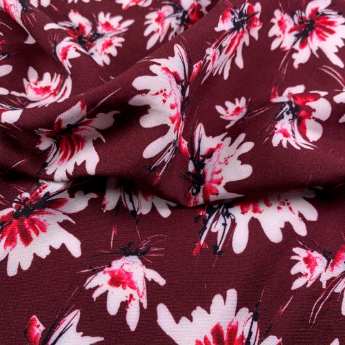 Pink Flowers Printed Viscose Fabric - Pink / Multi VS0005