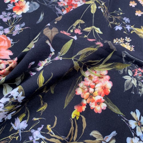 Floral Branches Pattern Viscose Fabric - Multi VS0006