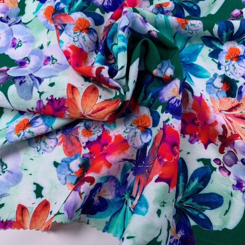 Ornate Garden Pattern Viscose Fabric Multi Color VS0008