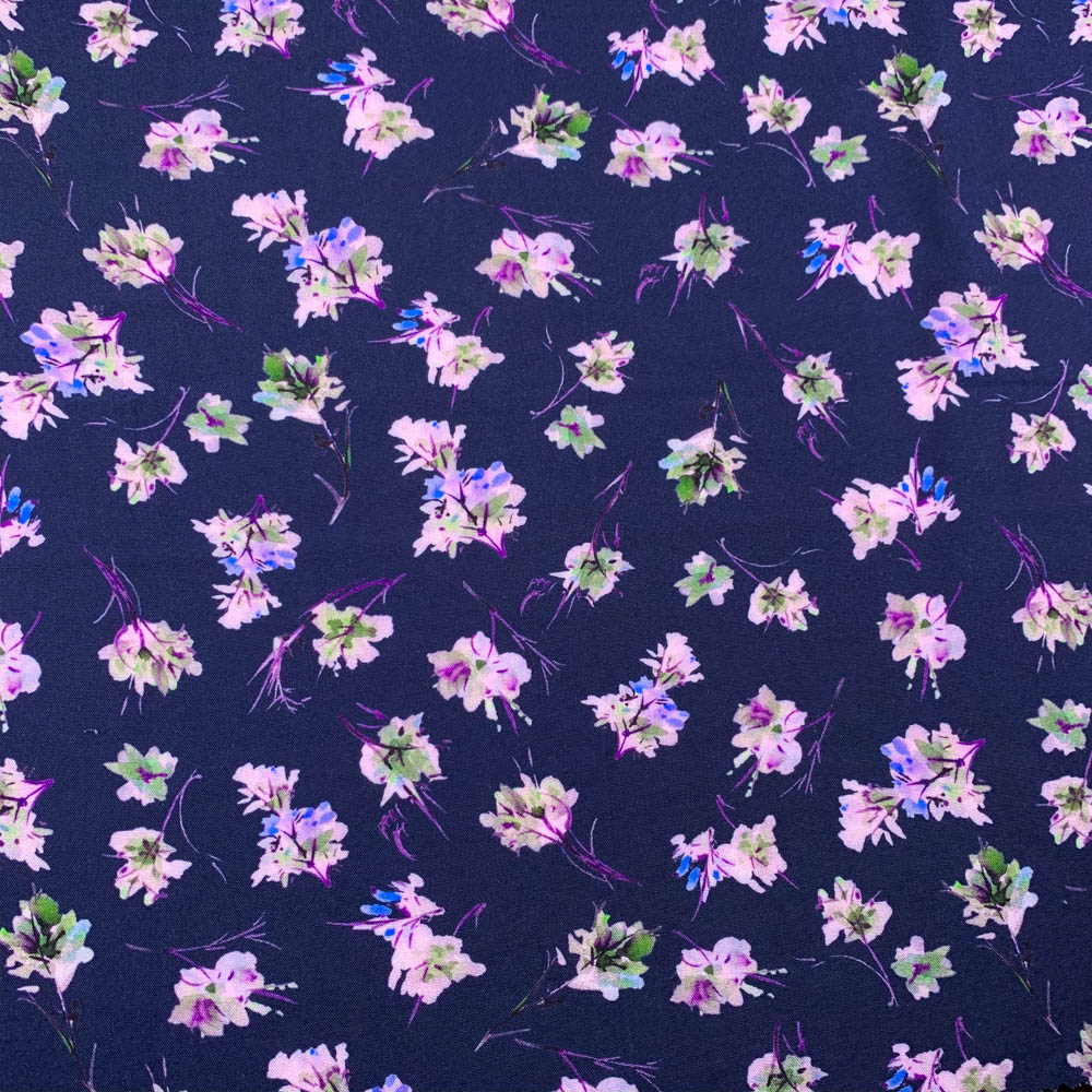 Pink Flower Pattern Viscose Fabric - Multi Color VS0009