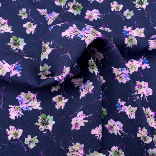 Pink Flower Pattern Viscose Fabric - Multi Color VS0009