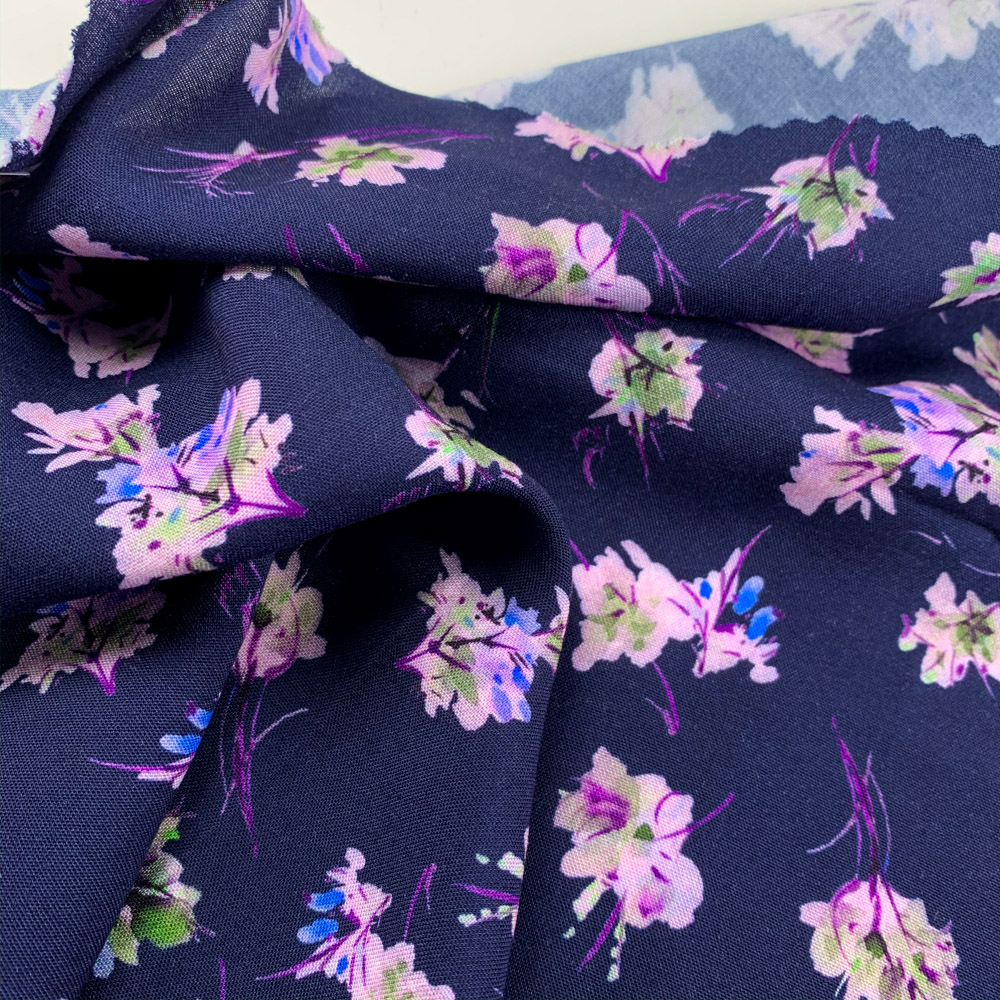 Pink Flower Pattern Viscose Fabric - Multi Color VS0009