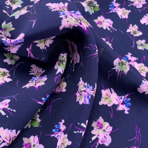 Pink Flower Pattern Viscose Fabric - Multi Color VS0009