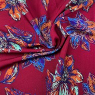 Infrared Flowers Printed Viscose Fabric - Multi Color VS0010