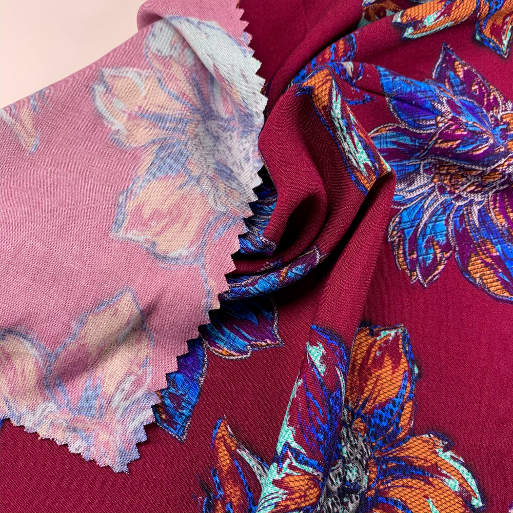 Infrared Flowers Printed Viscose Fabric - Multi Color VS0010 Infrared Flowers Printed Viscose Fabric - Multi Color VS0010