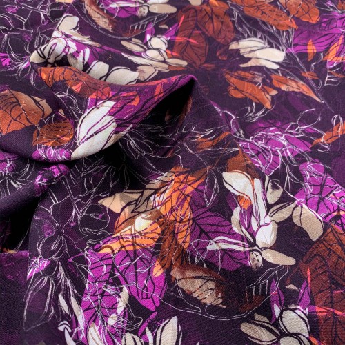 Autumn Pattern 30/1 Viscose Fabric - Multi Color VS0013