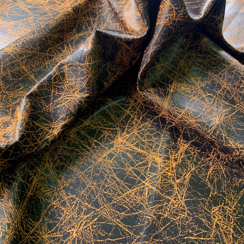 Corduroy Leather Crack Pattern Print Leaf Mustard FTK 0002