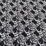 Black Flowers - Printed Fabric - Black / White DPS0002