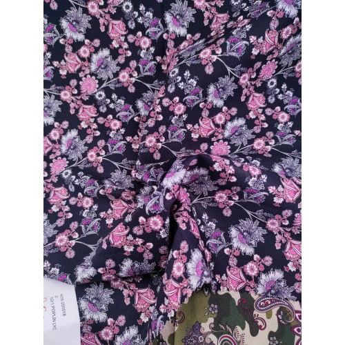 50/1 Poplin Fabric Pink White Flower Printed PPL0005