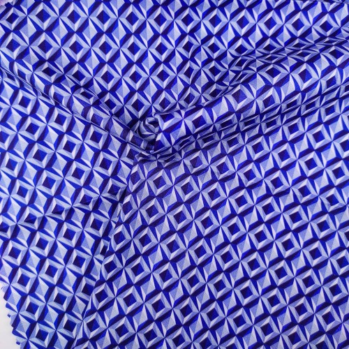 50/1 Poplin Fabric Blue Geometric Printed PPL0007