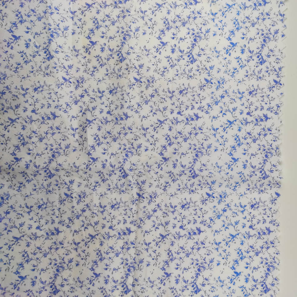 50/1 Poplin Fabric Blue Flowers Printed PPL0009