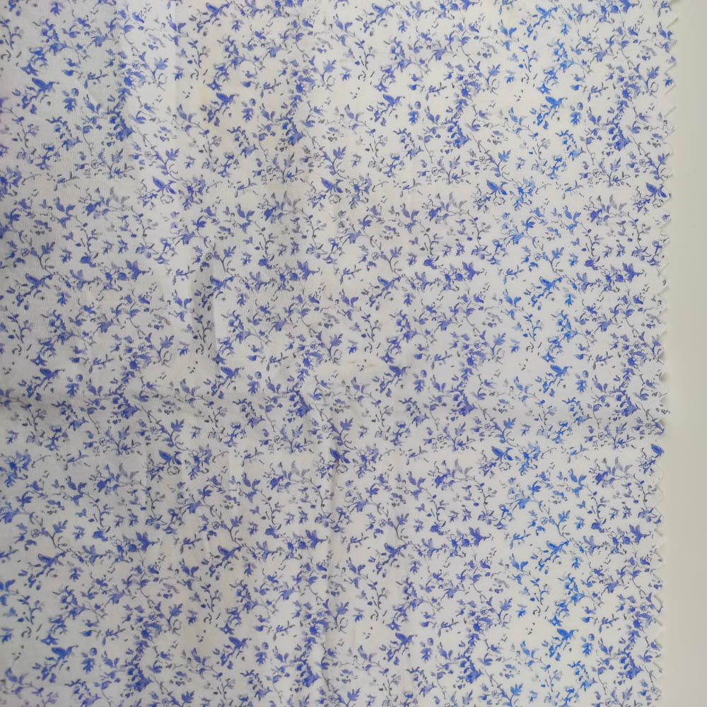 50/1 Poplin Fabric Blue Flowers Printed PPL0009
