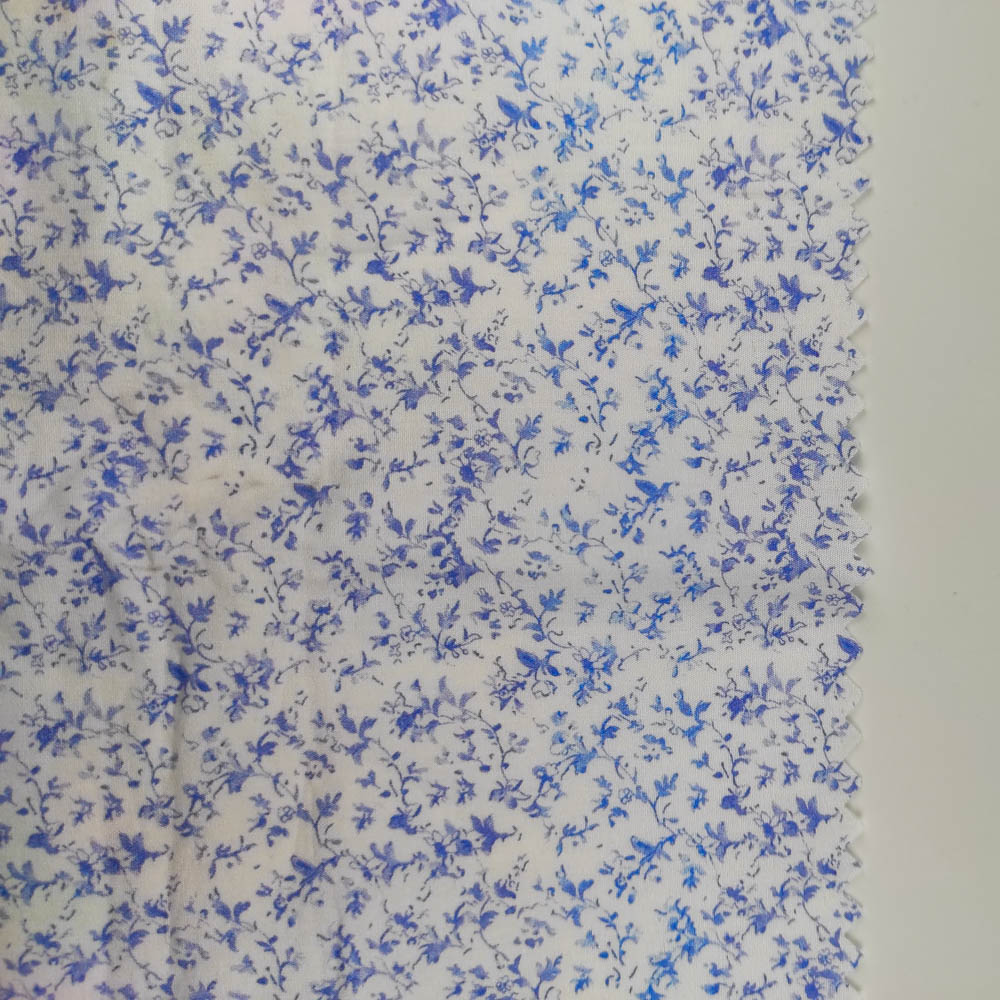 50/1 Poplin Fabric Blue Flowers Printed PPL0009