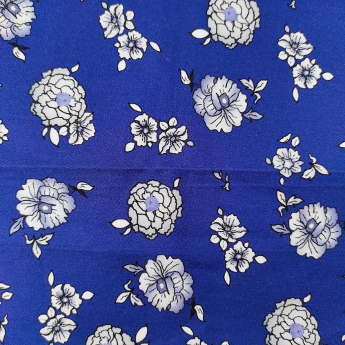 50/1 Poplin Fabric White Flowers Printed PPL0011