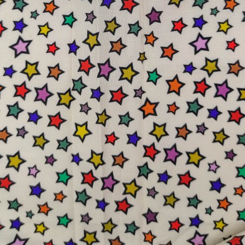 50/1 Poplin Fabric Rainbow Stars Printed PPL0017