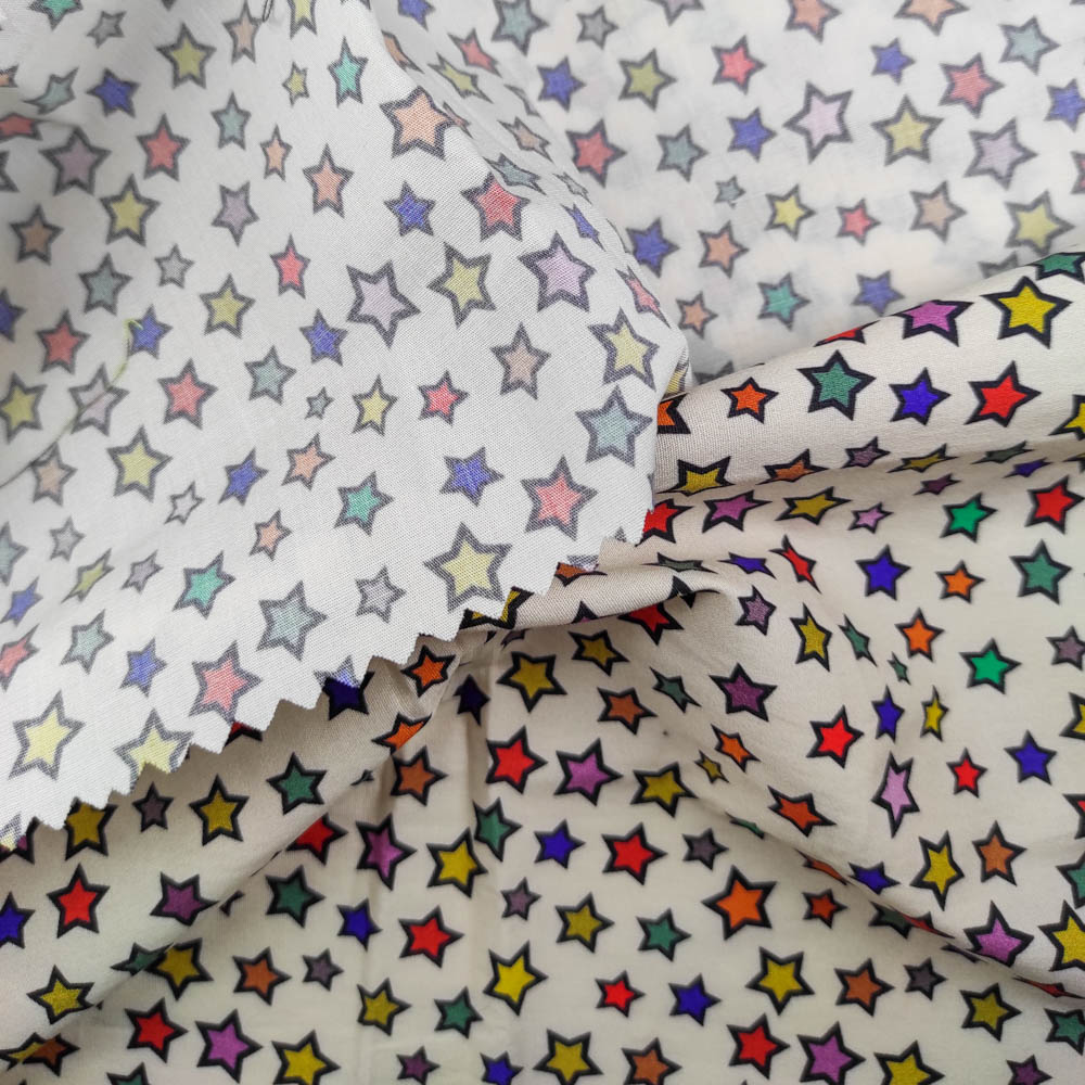 50/1 Poplin Fabric Rainbow Stars Printed PPL0017