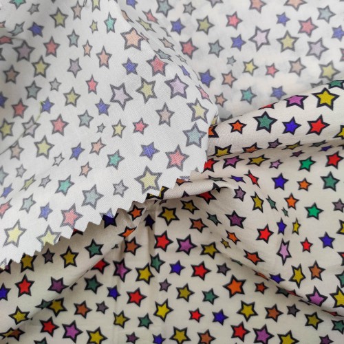 50/1 Poplin Fabric Rainbow Stars Printed PPL0017