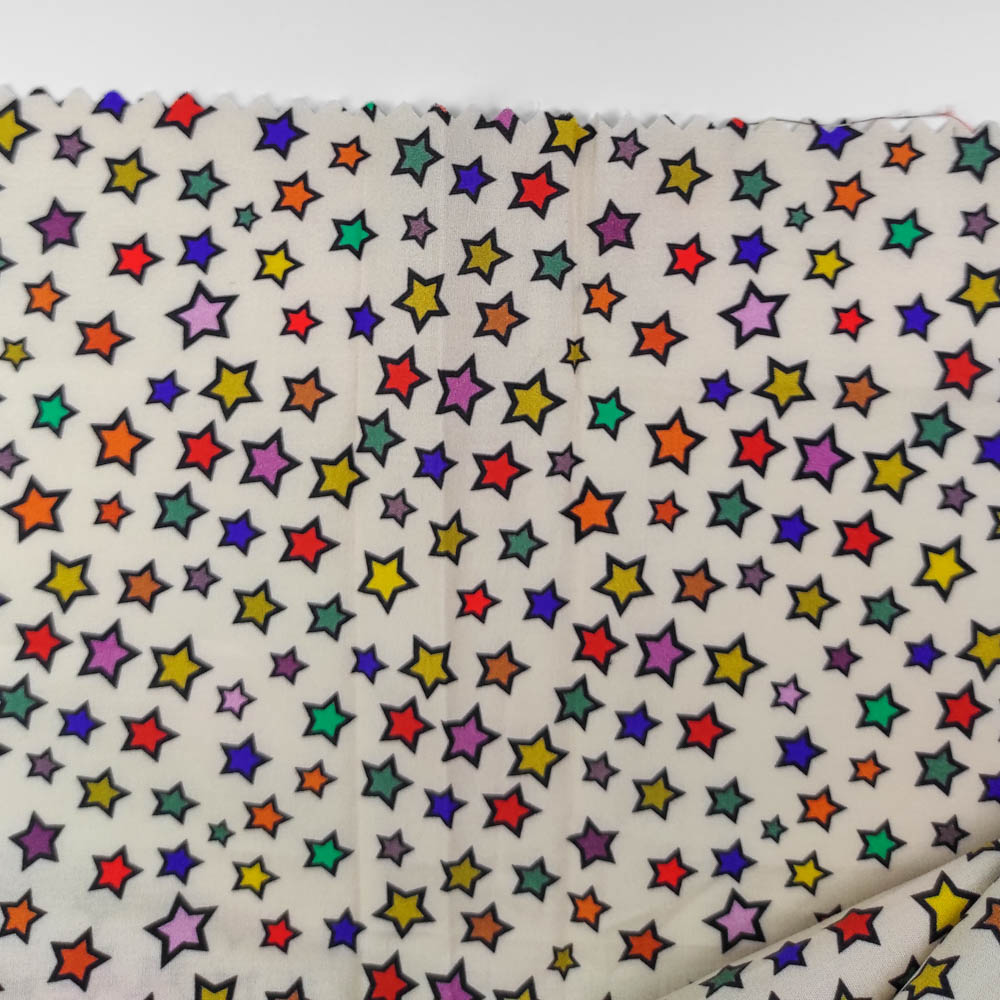 50/1 Poplin Fabric Rainbow Stars Printed PPL0017
