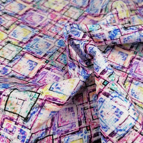 50/1 Poplin Fabric Colorful Squares Printed PPL0019