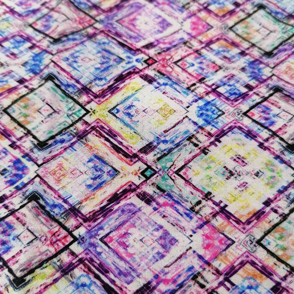 50/1 Poplin Fabric Colorful Squares Printed PPL0019