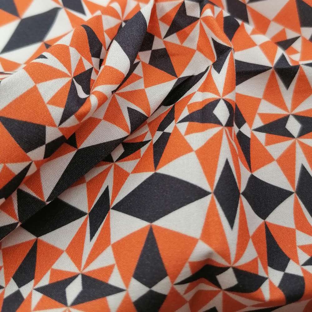 50/1 Poplin Fabric Geometric Orange Printed PPL0025