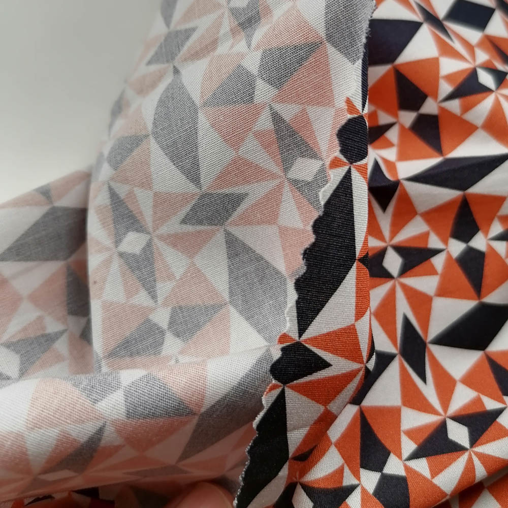 50/1 Poplin Fabric Geometric Orange Printed PPL0025