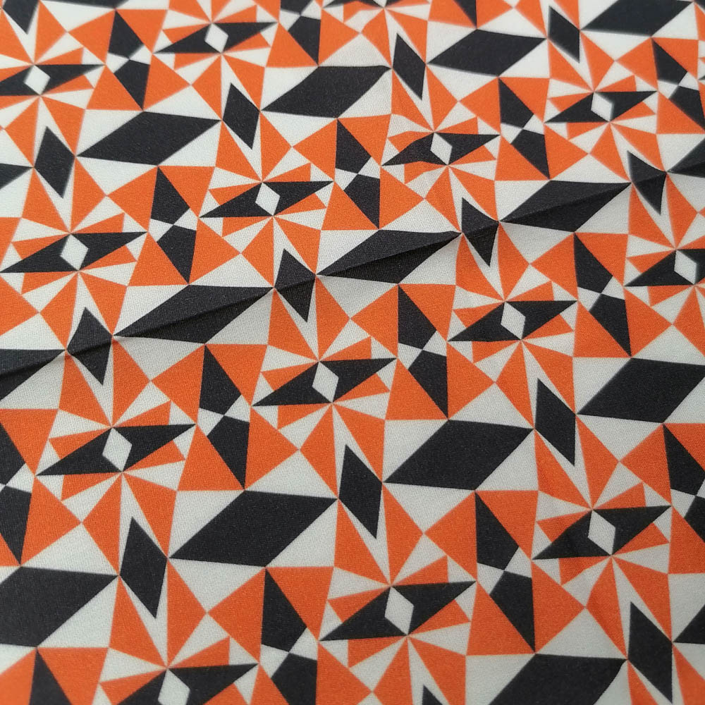 50/1 Poplin Fabric Geometric Orange Printed PPL0025