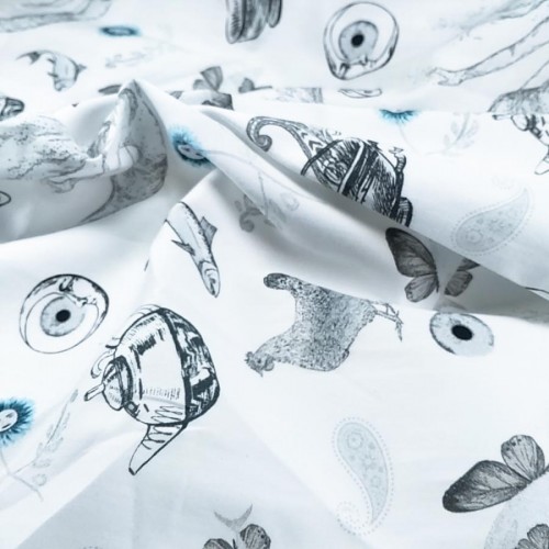 Digital Printed Animal and Seafood Patterned Fabric