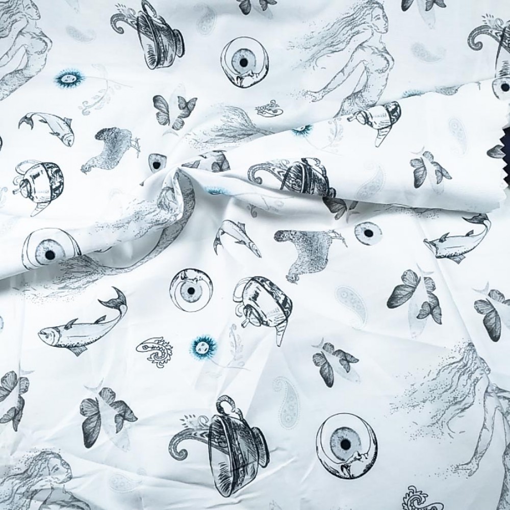 Digital Printed Animal and Seafood Patterned Fabric
