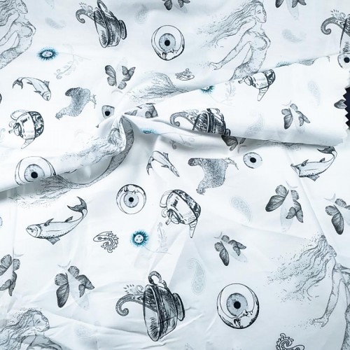 Digital Printed Animal and Seafood Patterned Fabric
