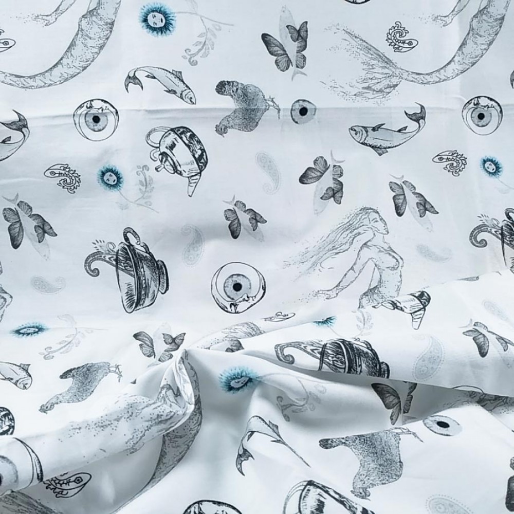 Digital Printed Animal and Seafood Patterned Fabric
