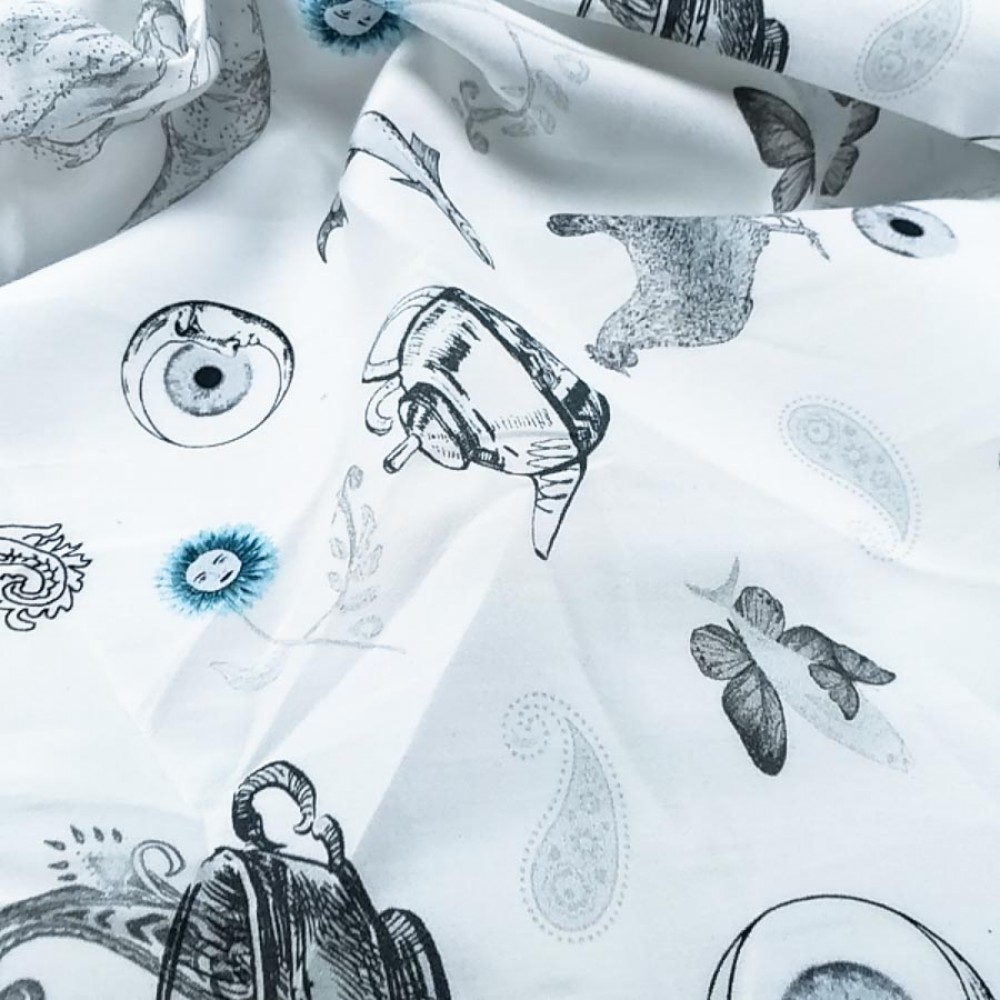 Digital Printed Animal and Seafood Patterned Fabric